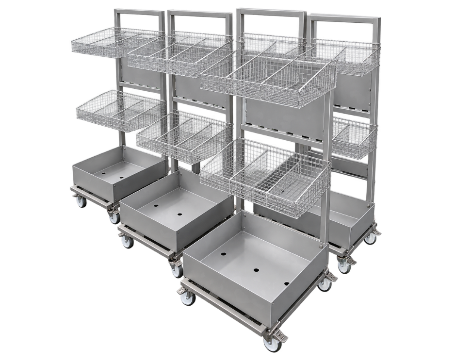 Multi-Compartment Stainless Steel Basket Trolley Image